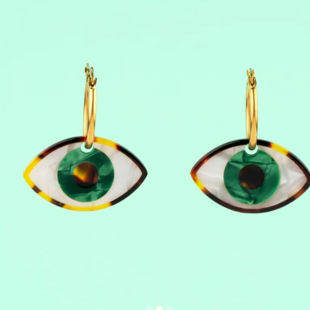 Coucou Suzette eye earrings in green